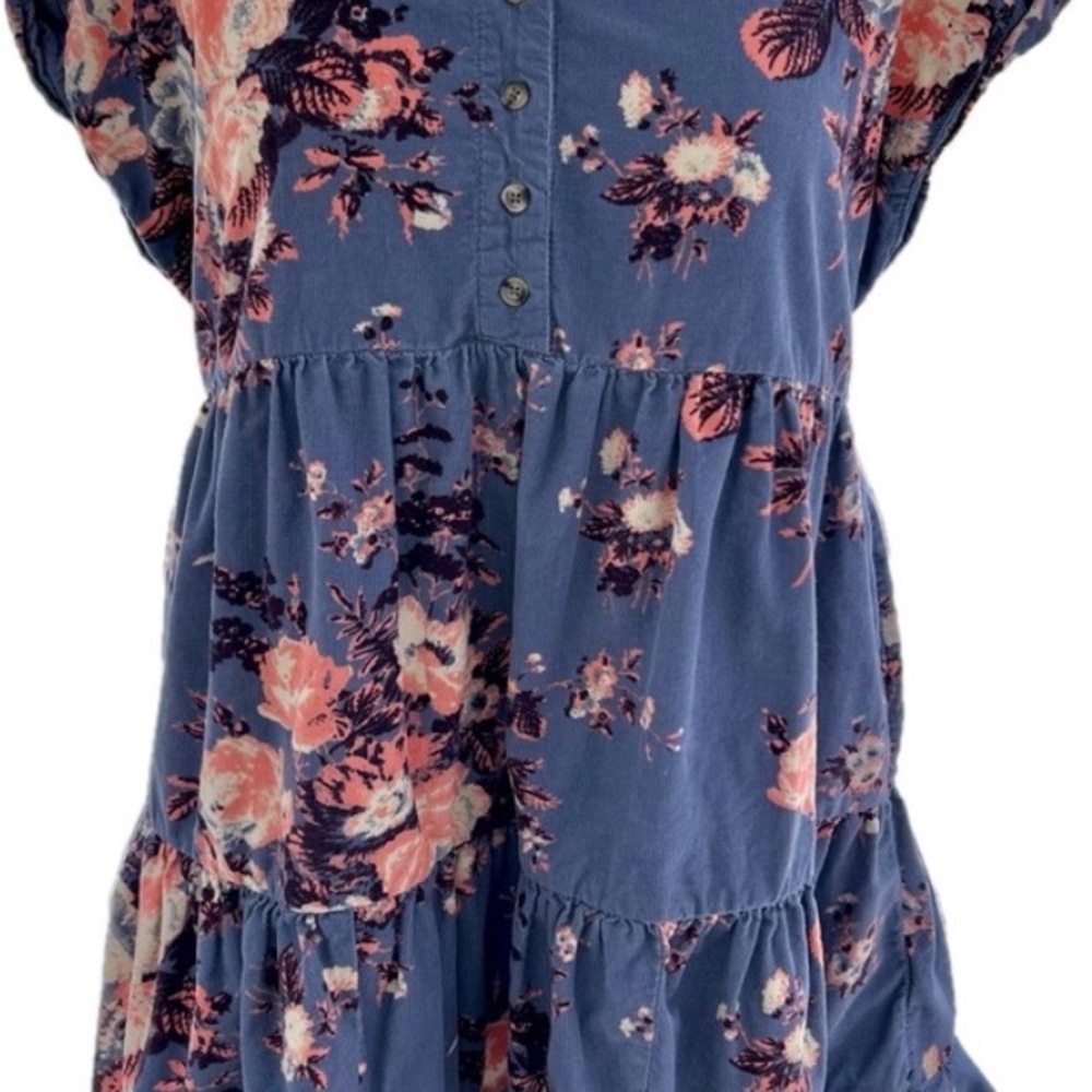 Free People Harper Small Floral Corduroy Baby Doll Mini Dress